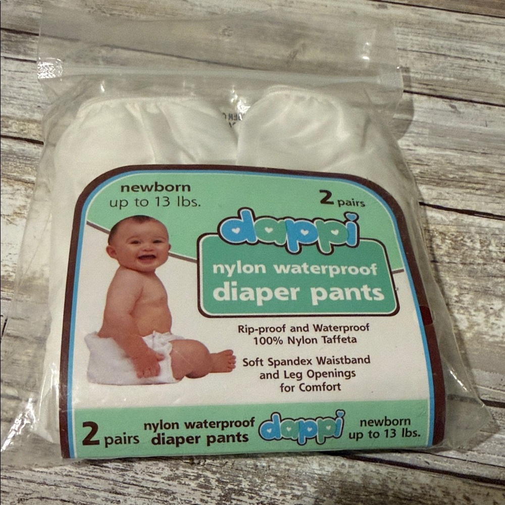 White Nylon Waterproof Diaper Pants - 2 Pack